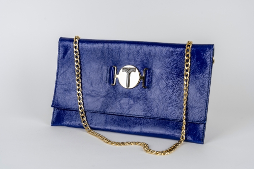 BORSA BLU IN PELLE